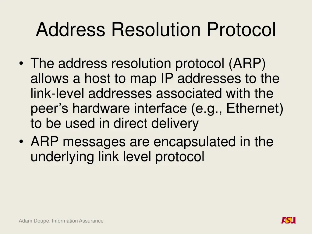 address resolution protocol