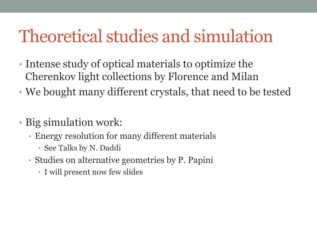 theoretical studies and simulation