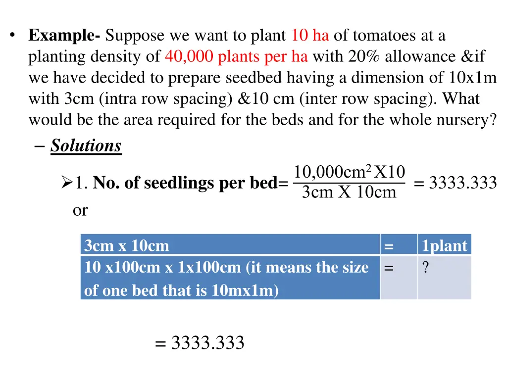 example suppose we want to plant
