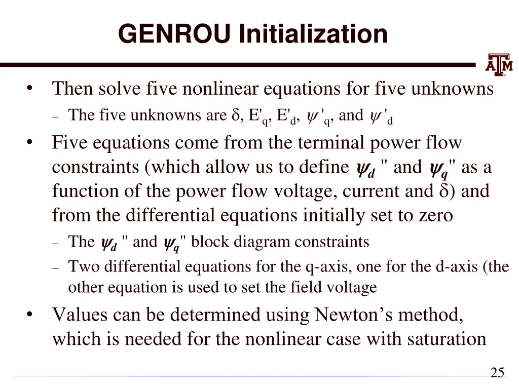genrou initialization 1