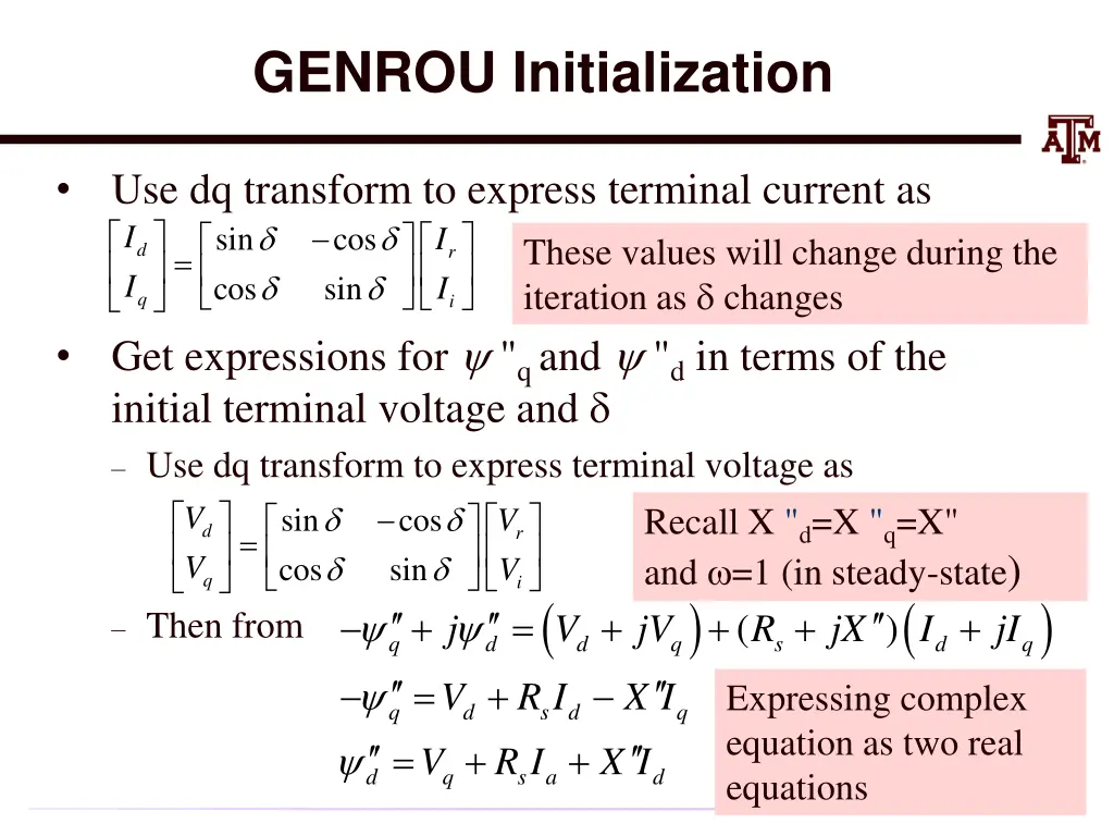 genrou initialization 2