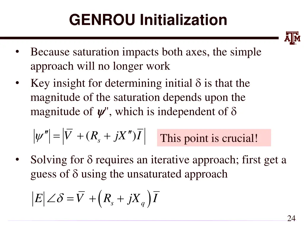 genrou initialization
