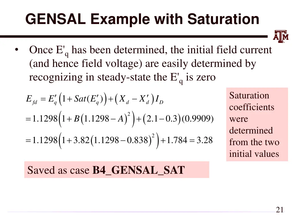 gensal example with saturation