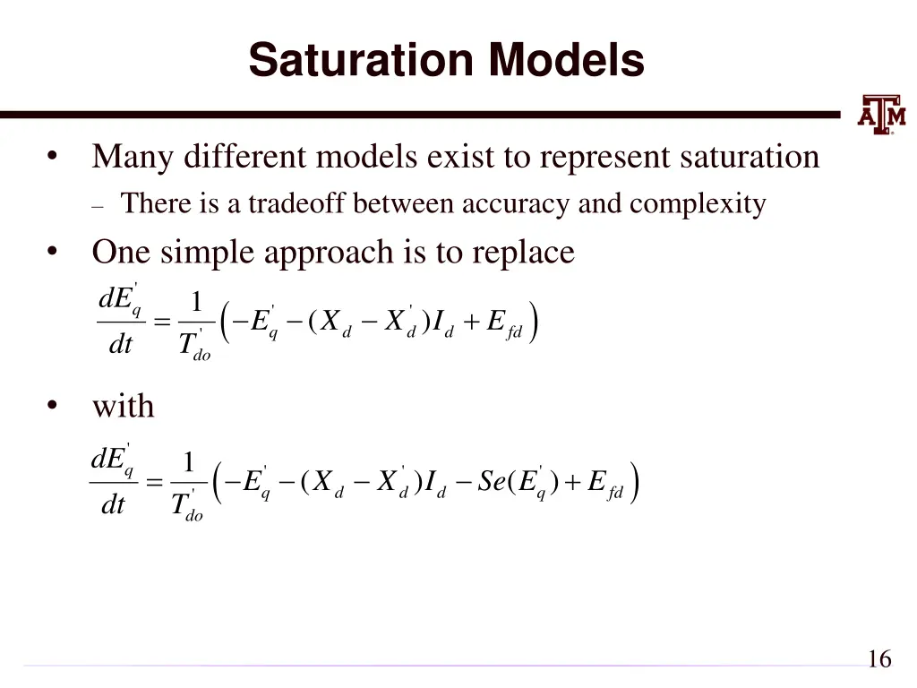 saturation models