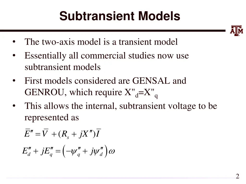 subtransient models