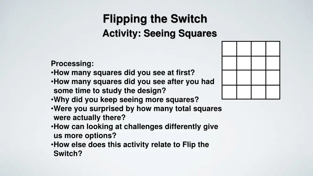 flipping the switch activity seeing squares 6