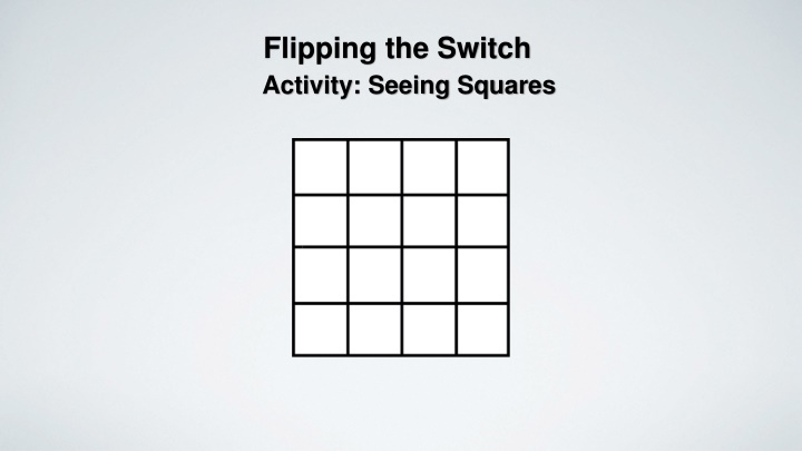 flipping the switch activity seeing squares