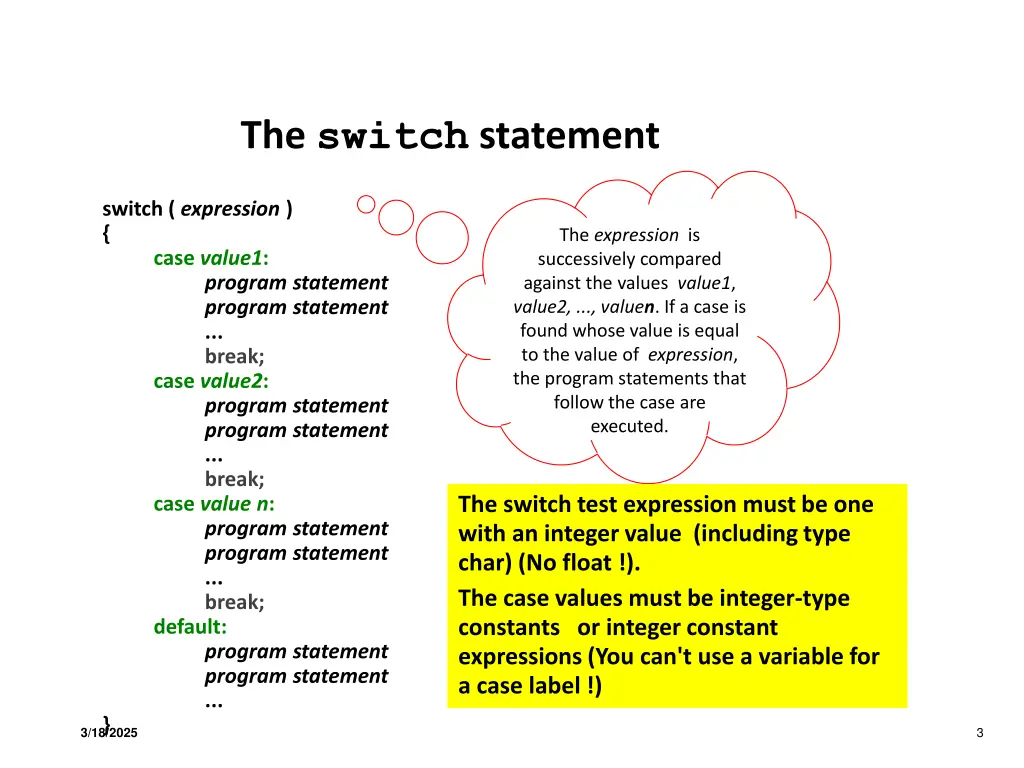 the switch statement 1