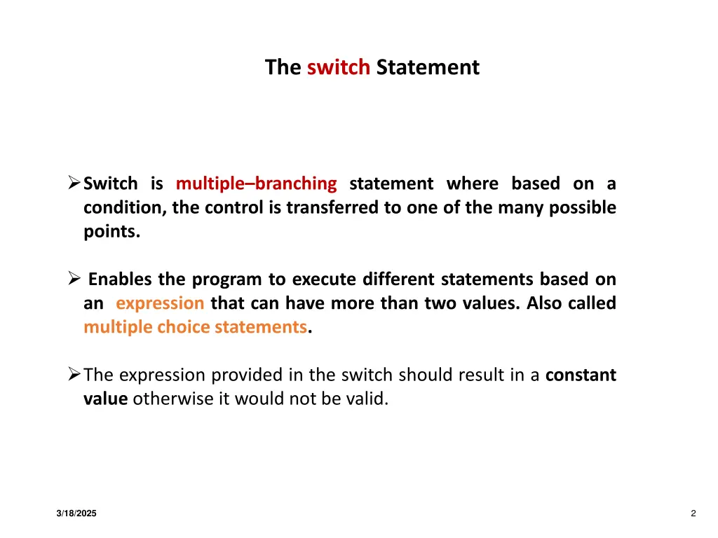 the switch statement