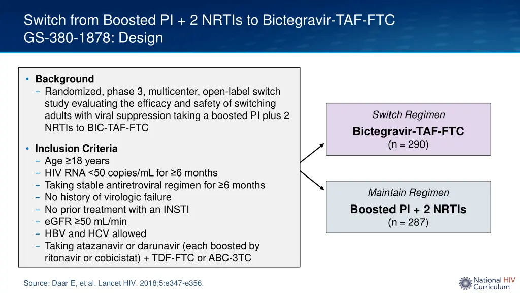 switch from boosted pi 2 nrtis to bictegravir