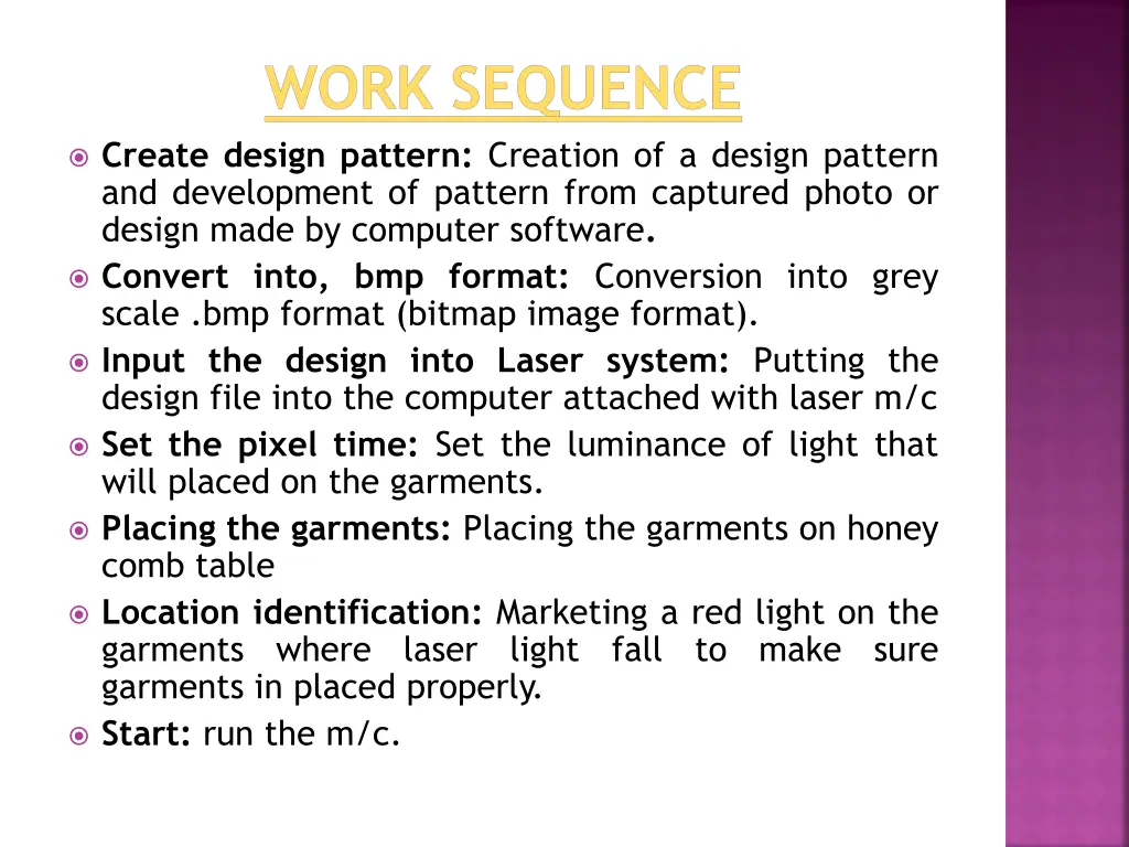 work sequence create design pattern creation