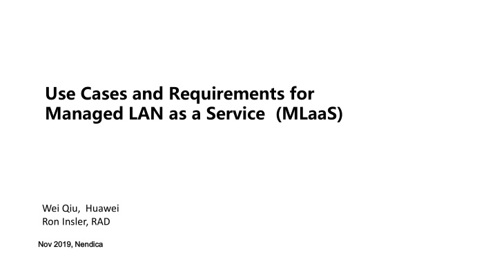 use cases and requirements for managed