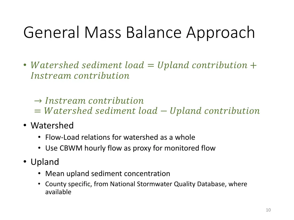 general mass balance approach