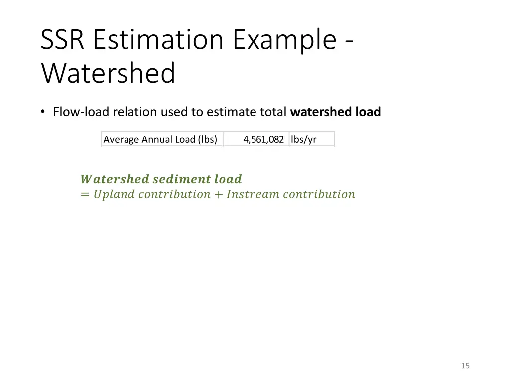 ssr estimation example watershed