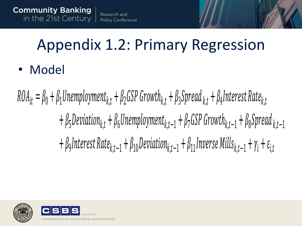 appendix 1 2 primary regression
