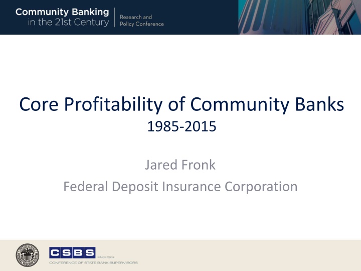 core profitability of community banks 1985 2015