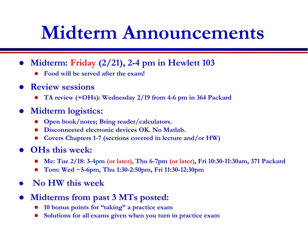 midterm announcements