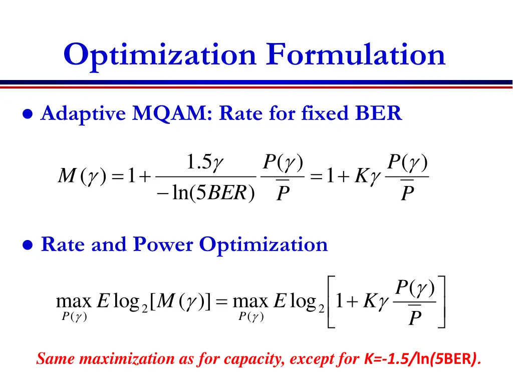 optimization formulation