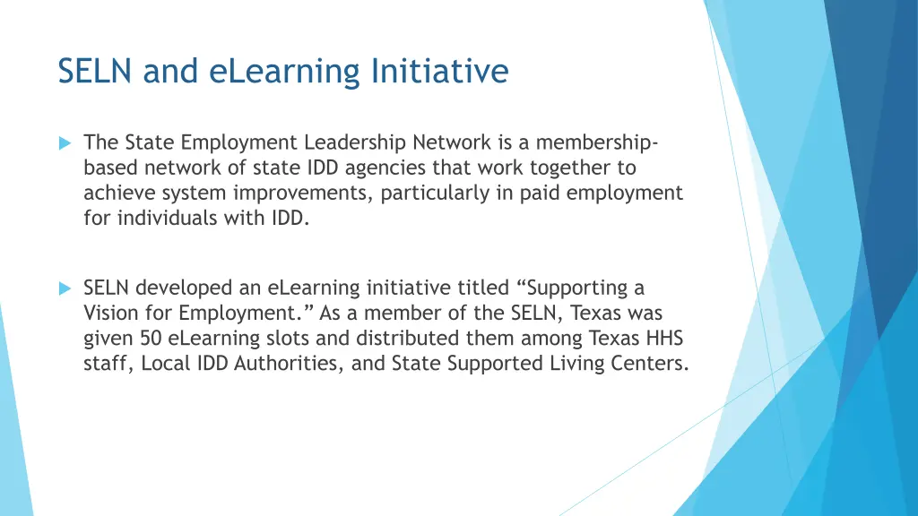 seln and elearning initiative