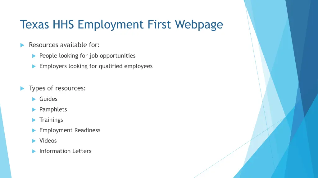 texas hhs employment first webpage