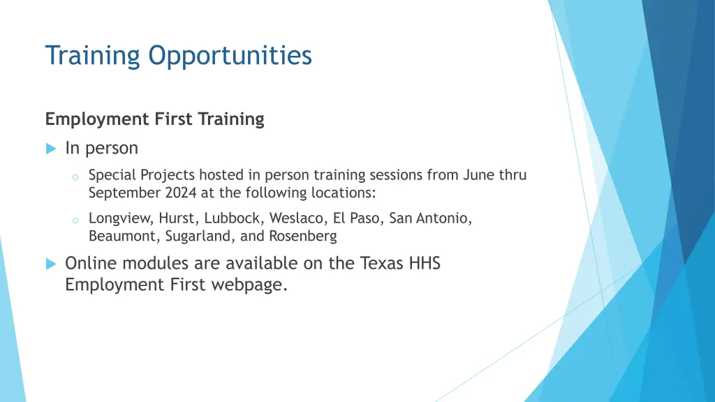 training opportunities