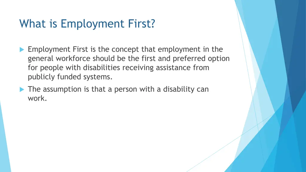 what is employment first