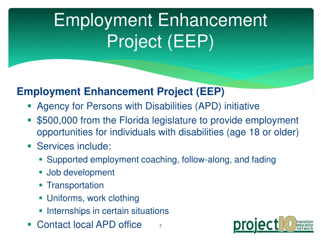 employment enhancement project eep