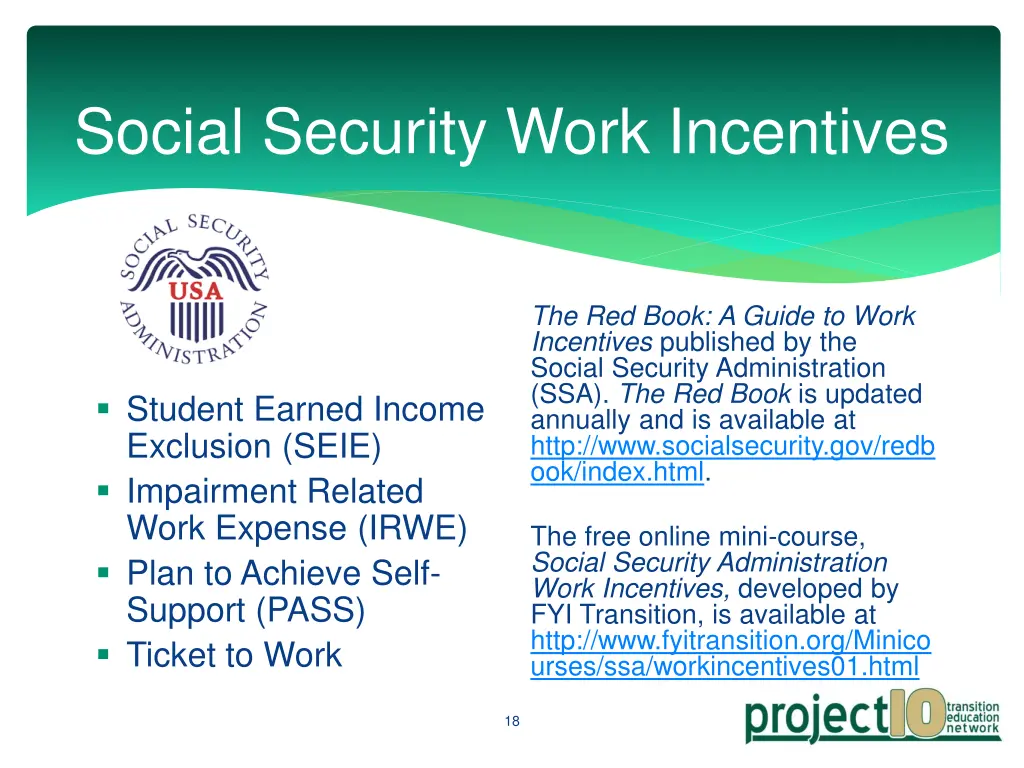social security work incentives