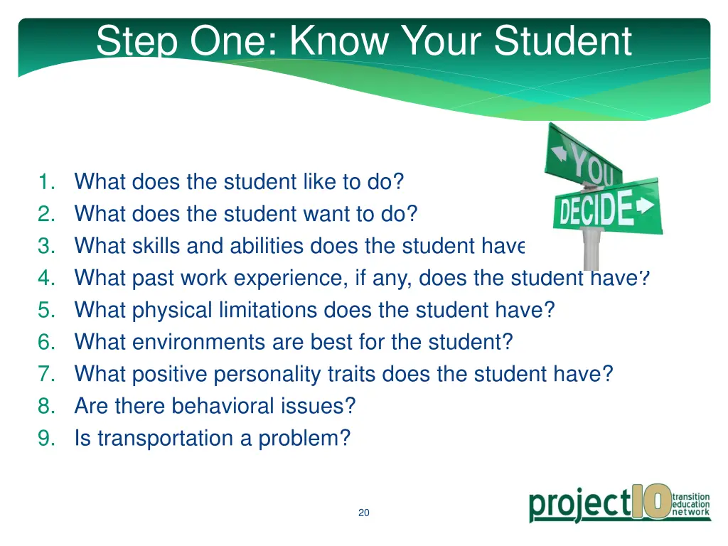 step one know your student