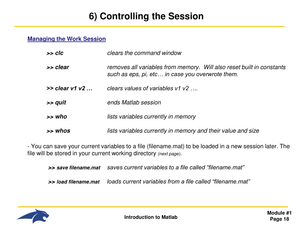 6 controlling the session 1