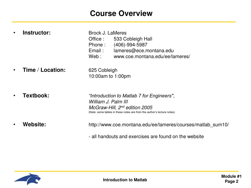 course overview