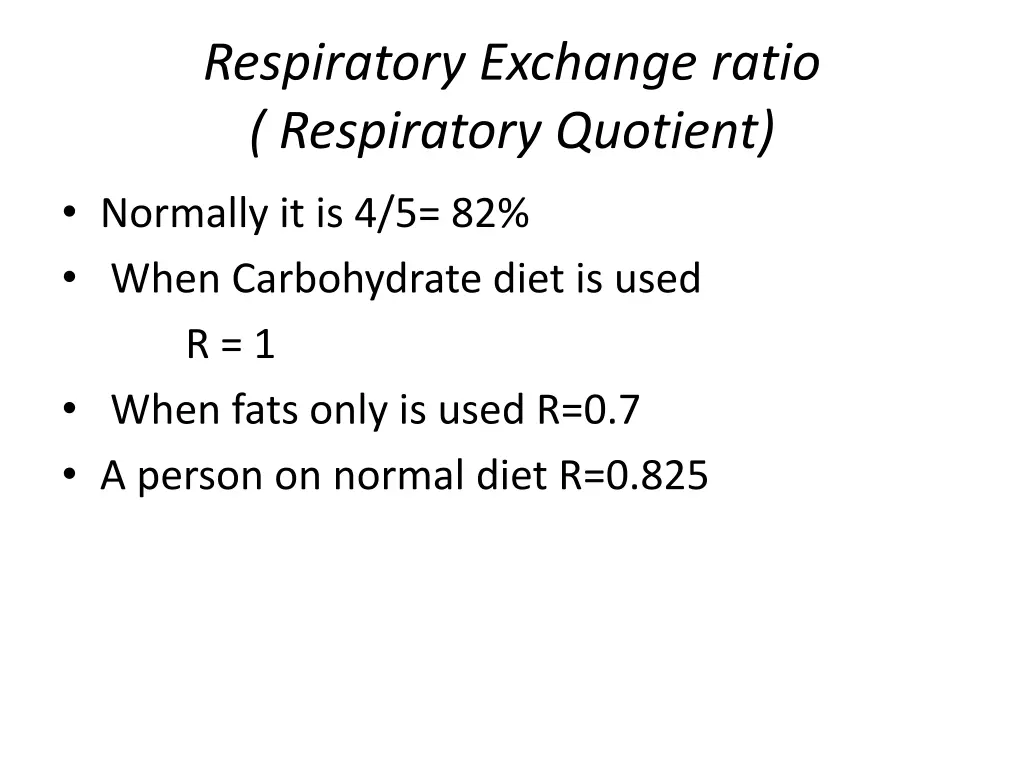 respiratory exchange ratio respiratory quotient