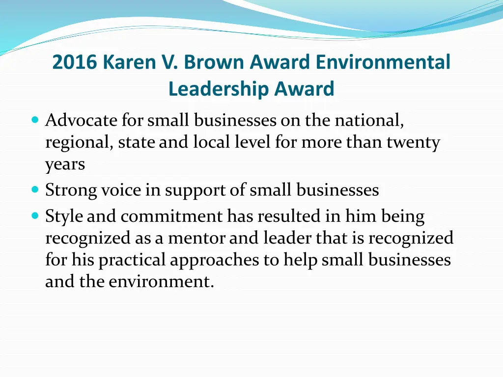 2016 karen v brown award environmental leadership 1