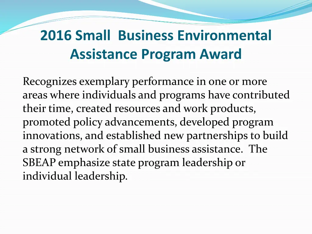 2016 small business environmental assistance