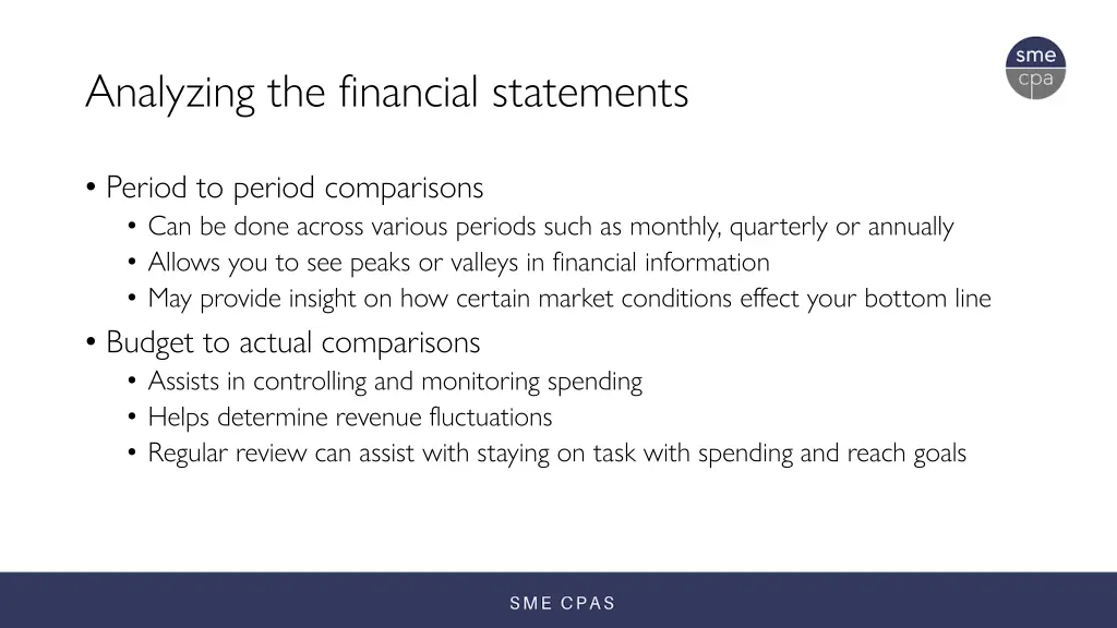 analyzing the financial statements