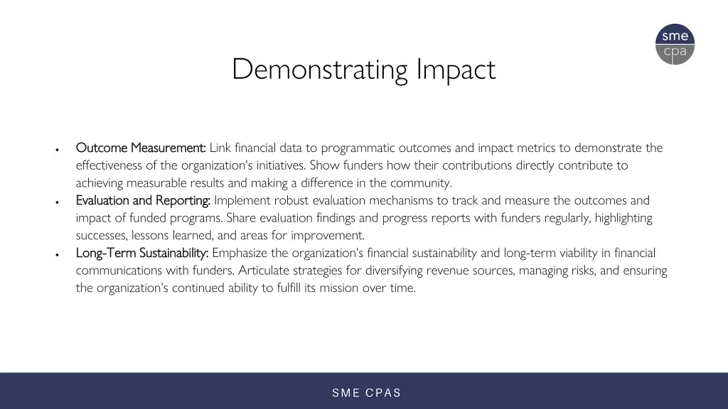 demonstrating impact