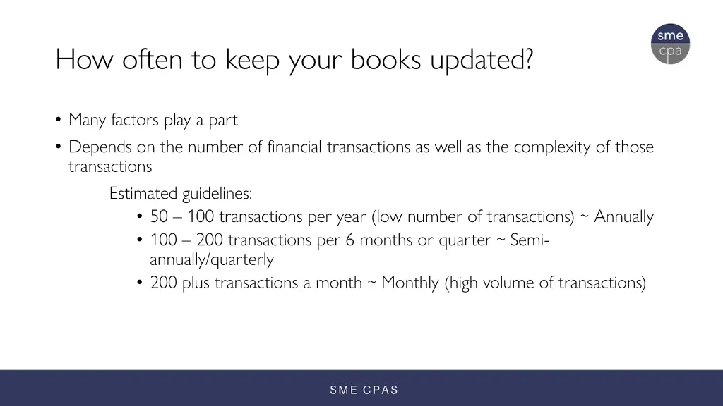 how often to keep your books updated