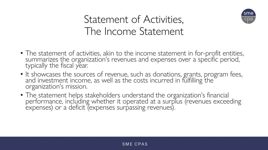 statement of activities the income statement