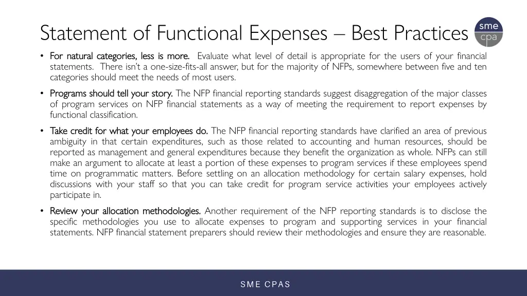 statement of functional expenses best practices