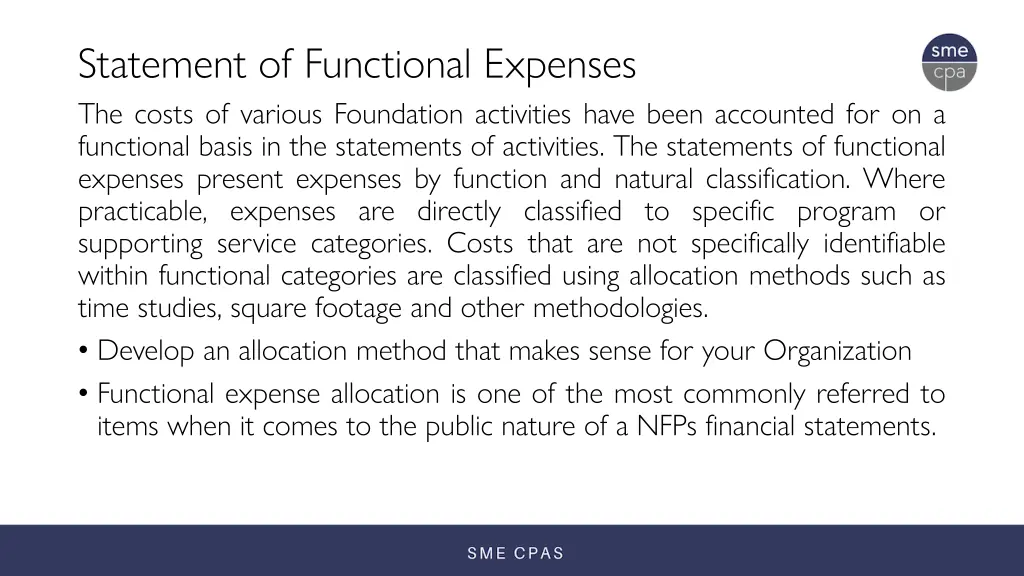 statement of functional expenses the costs