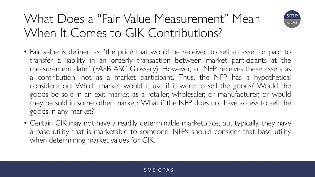 what does a fair value measurement mean when