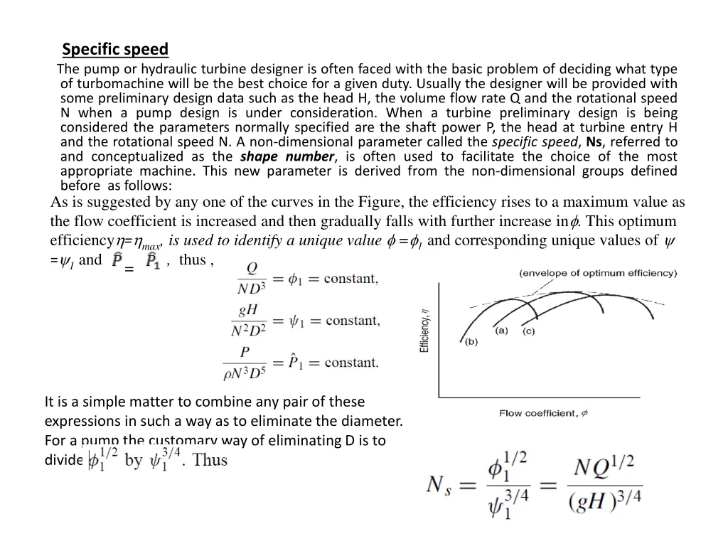 specific speed the pump or hydraulic turbine