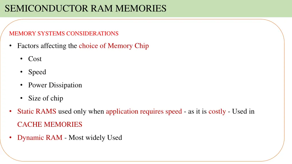semiconductor ram memories 30