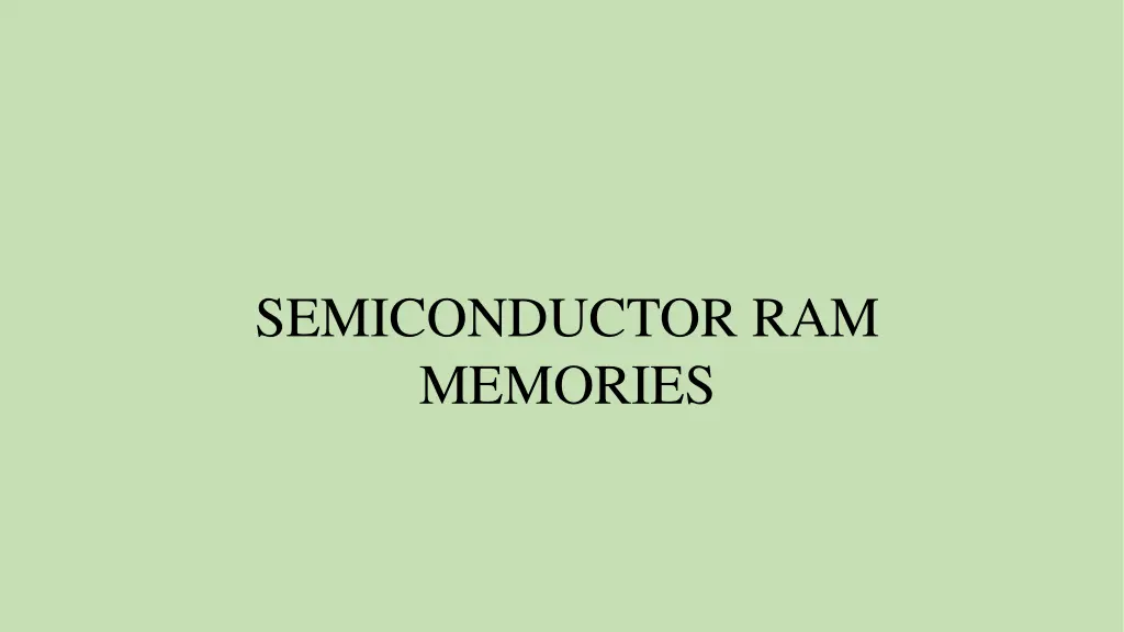 semiconductor ram memories
