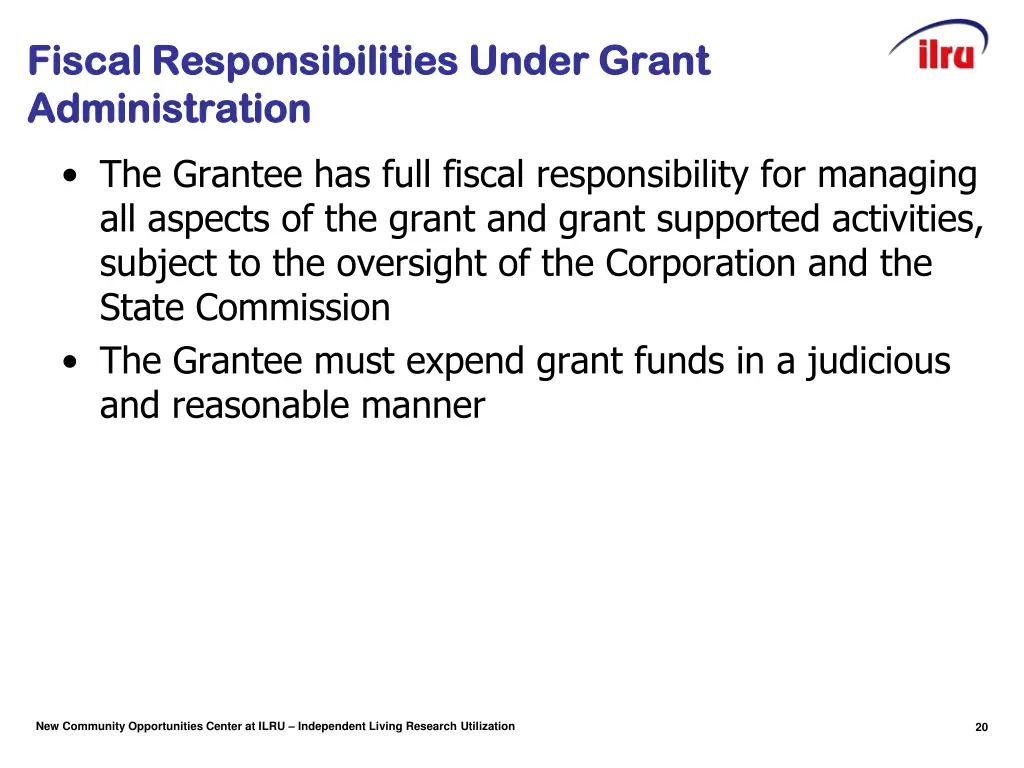 fiscal responsibilities under grant fiscal