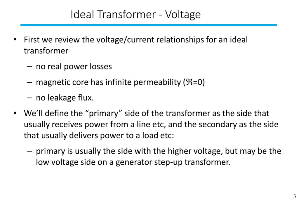 ideal transformer voltage