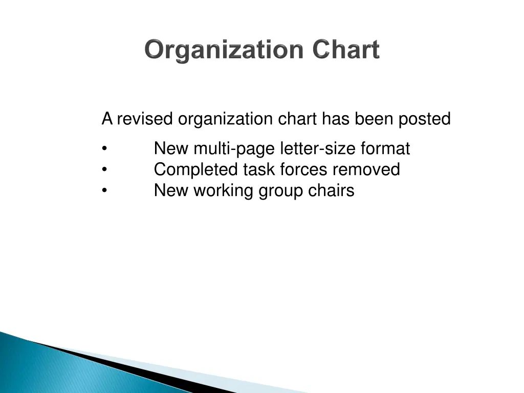 a revised organization chart has been posted