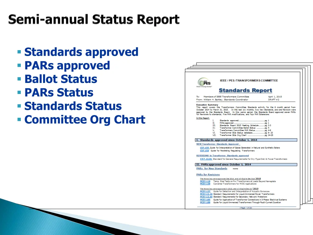 standards approved pars approved ballot status