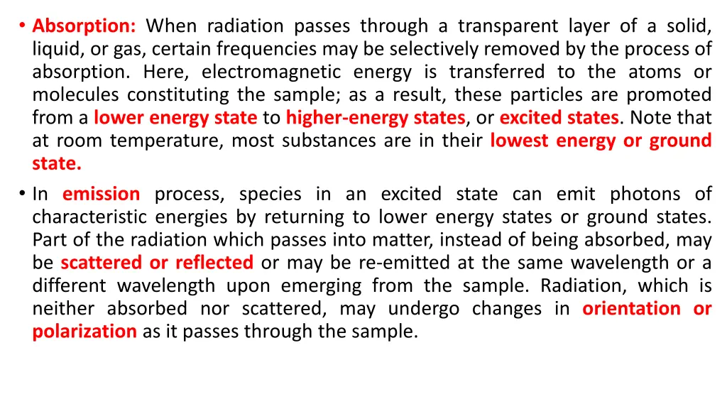 absorption when radiation passes through