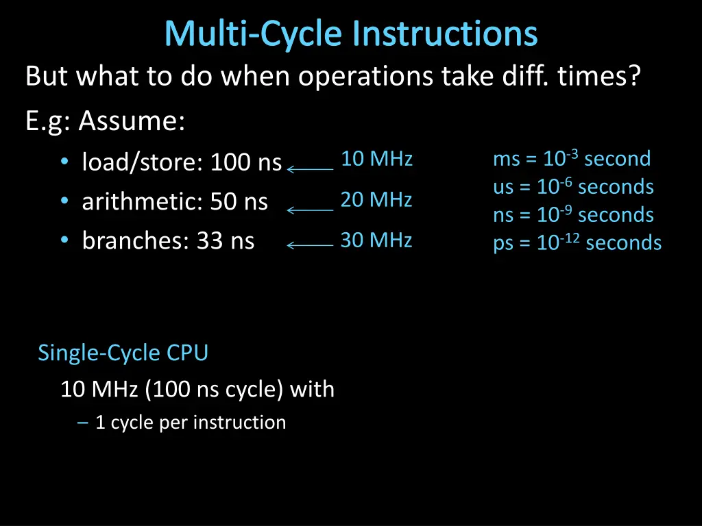 multi cycle instructions but what to do when
